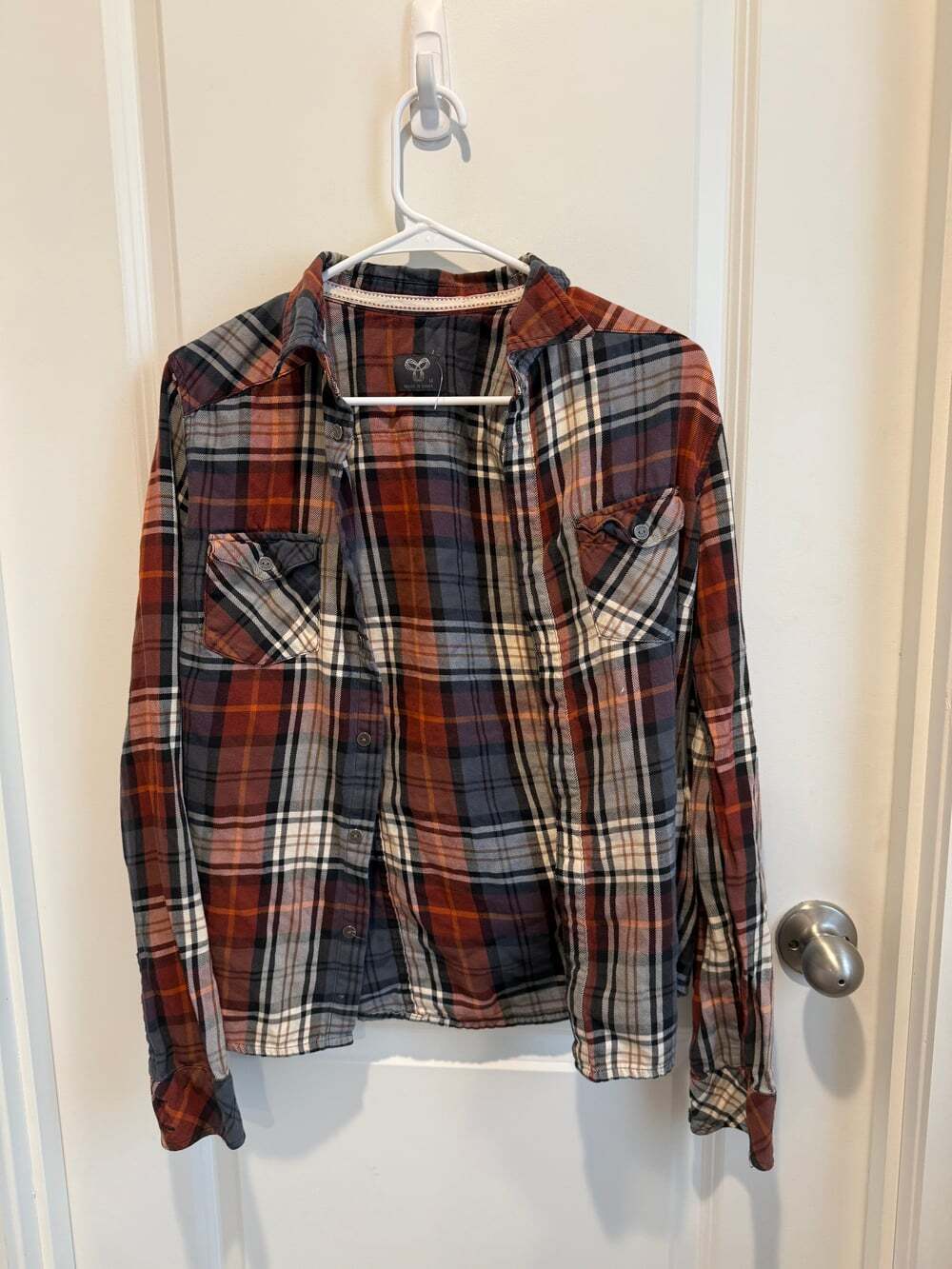 TNA Aritzia Women's Size Medium Plaid Gingham Button Up Red Blue